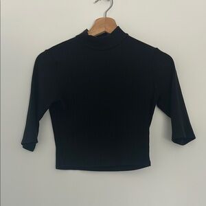 Reformation Black Fitted Crop with mock Collar
